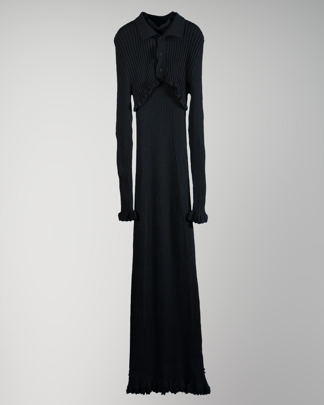 Ribbed polo bolero knit dress set Black【予約販売:2026年9月~10月発送予定】