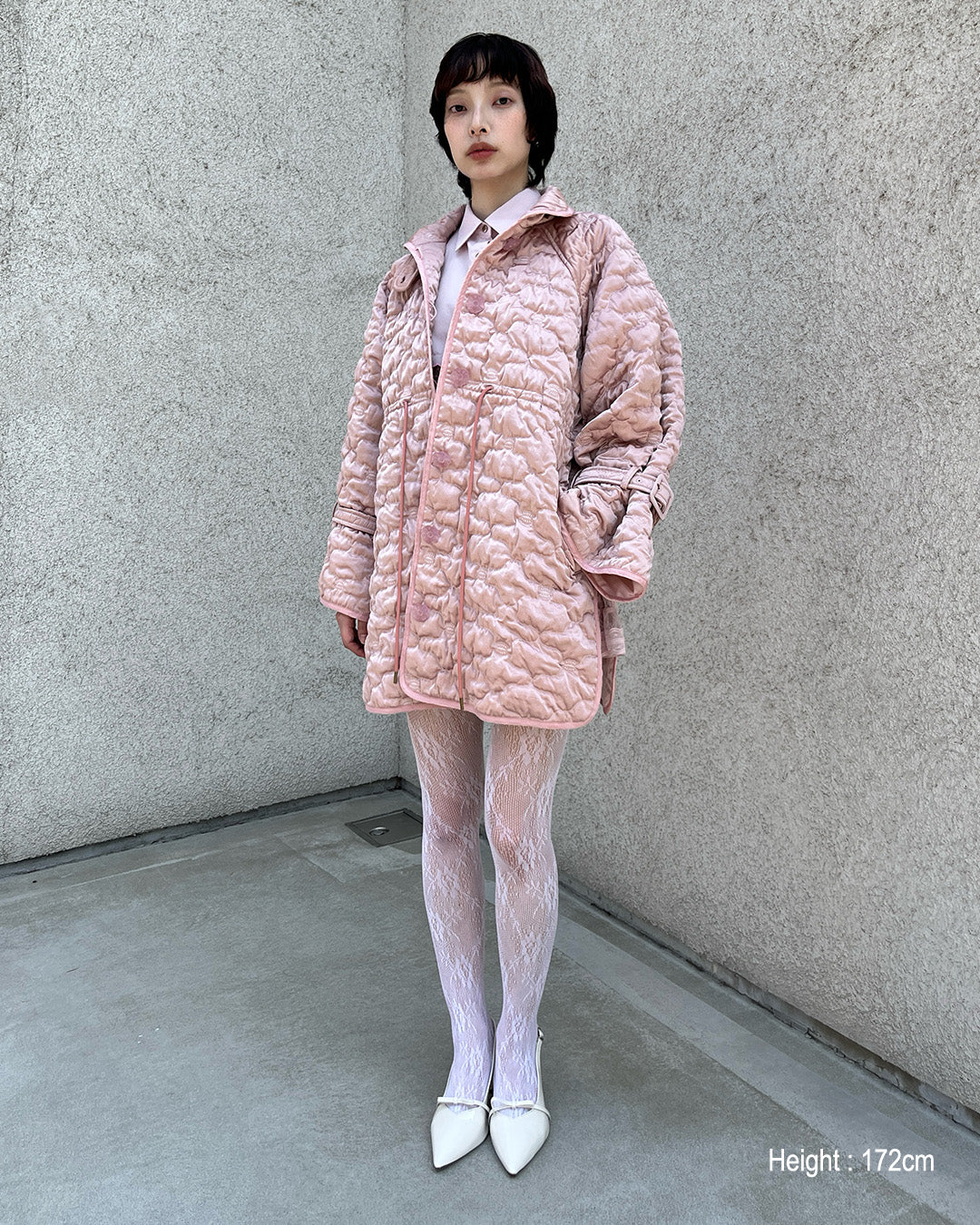 Sazanka quilted satin jacket Pink【予約販売:2026年9月~10月発送予定】