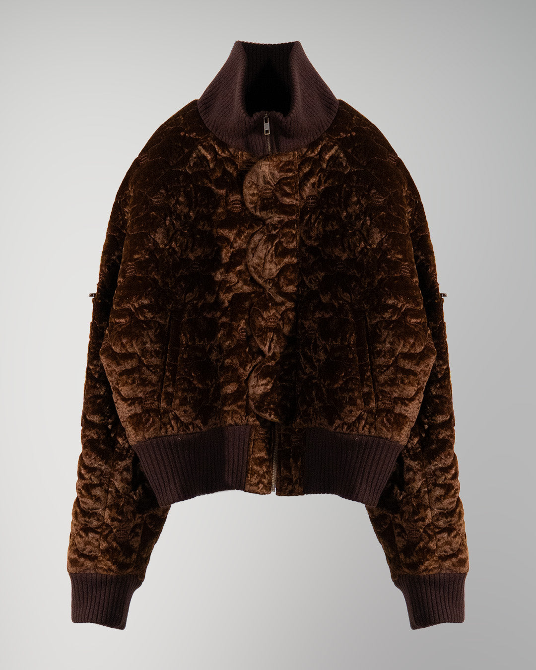 Sazanka quilted velour bomber jacket Chocolate【予約販売:2026年9月~10月発送予定】