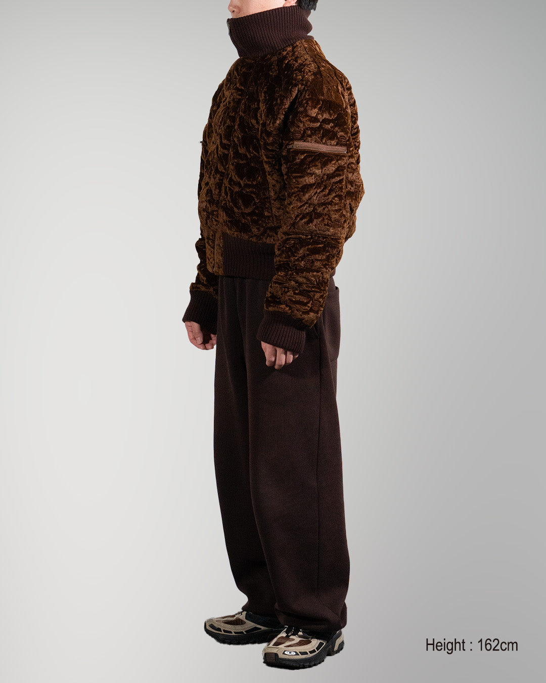 Sazanka quilted velour bomber jacket Chocolate【予約販売:2026年9月~10月発送予定】