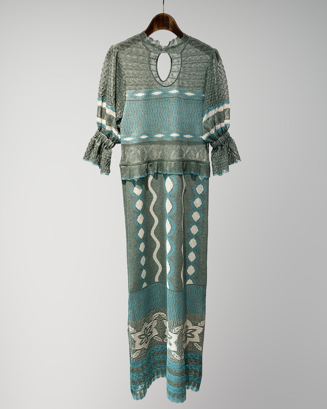 Sazanka wave-pattern lamé knitted dress Mint green【予約販売:2026年9月~10月発送予定】