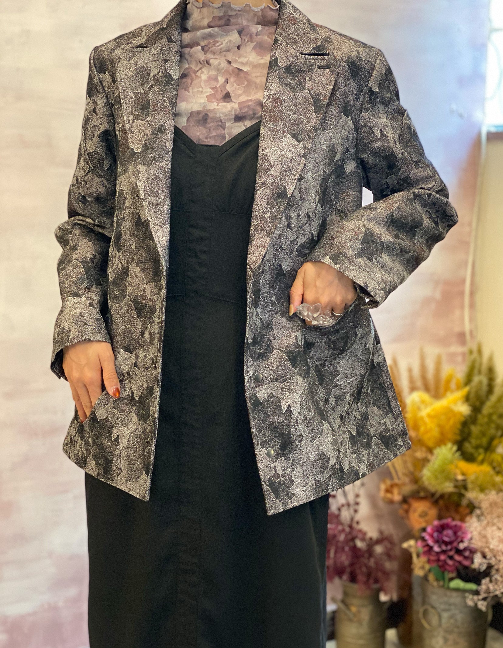 Snapdragon Floral Jacquard Jacket Gray【予約販売:2026年3月~5月発送予定】