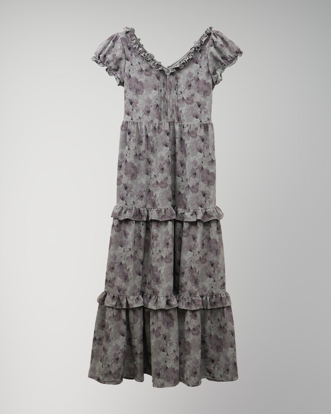 Snapdragon Floral Print Dress Gray