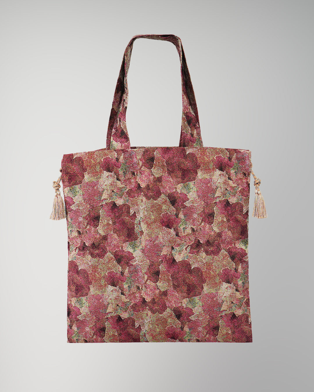 Snapdragon Floral Jacquard Reversible Tote Bag Red