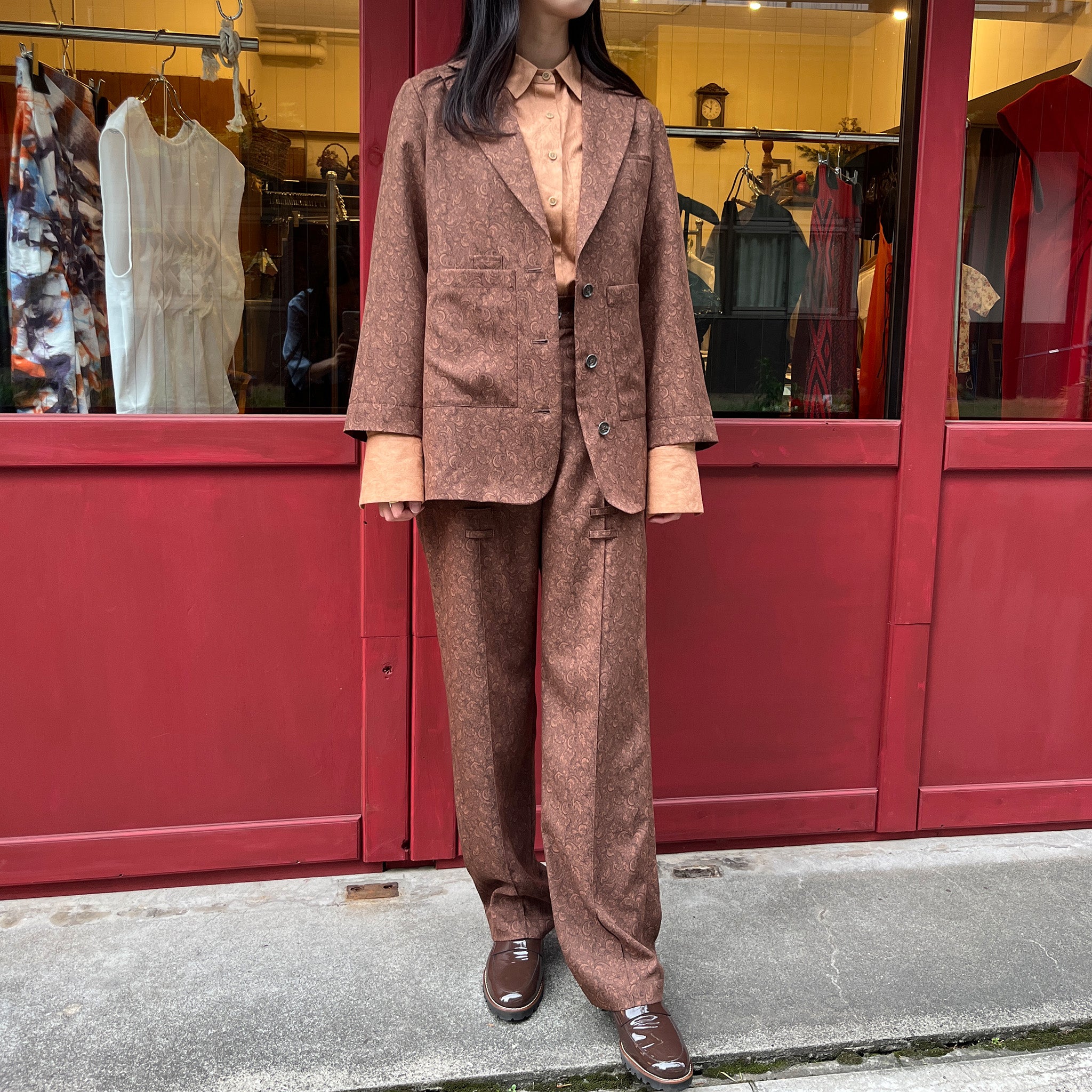 3D button ash jacket Brown