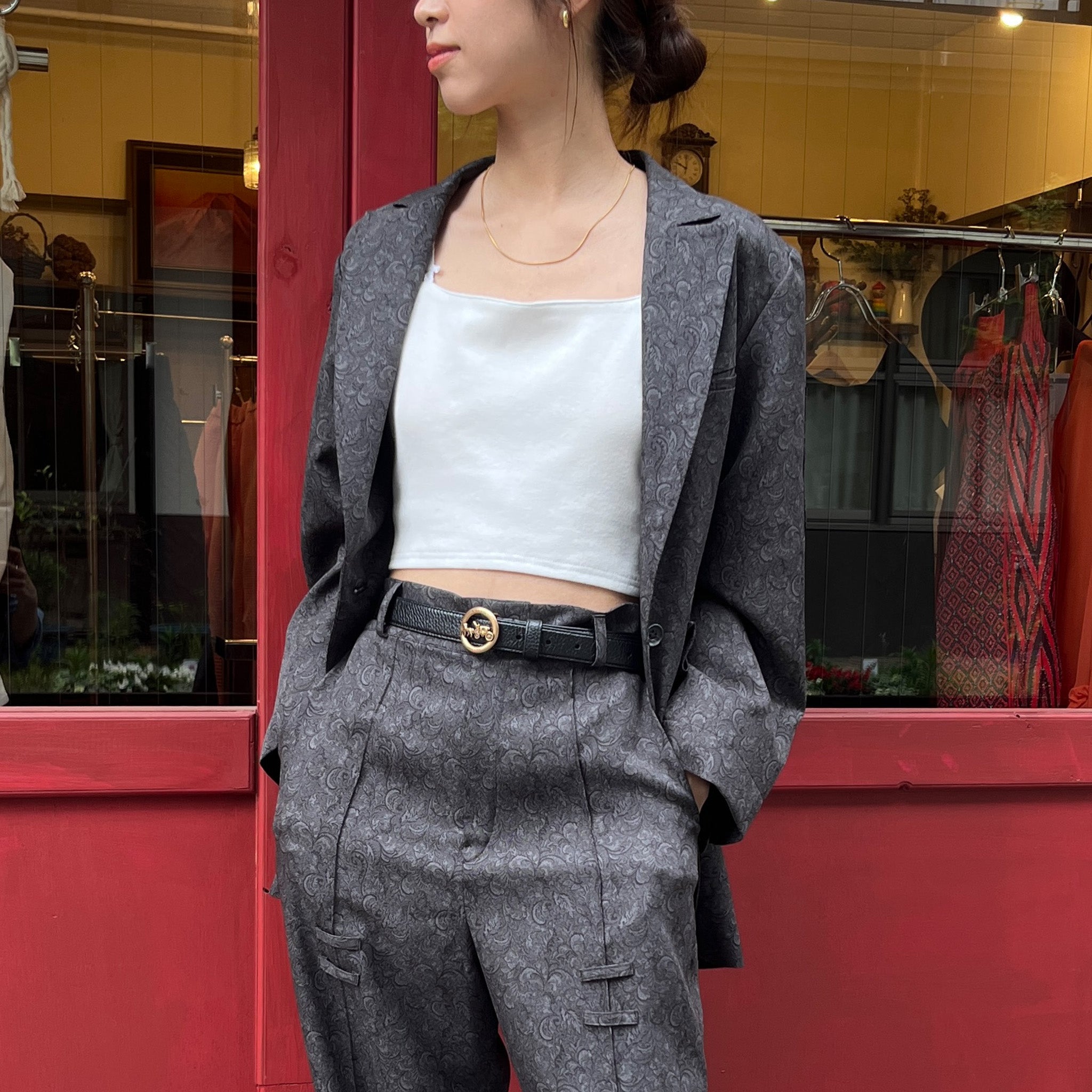 3D button ash jacket Dark Gray