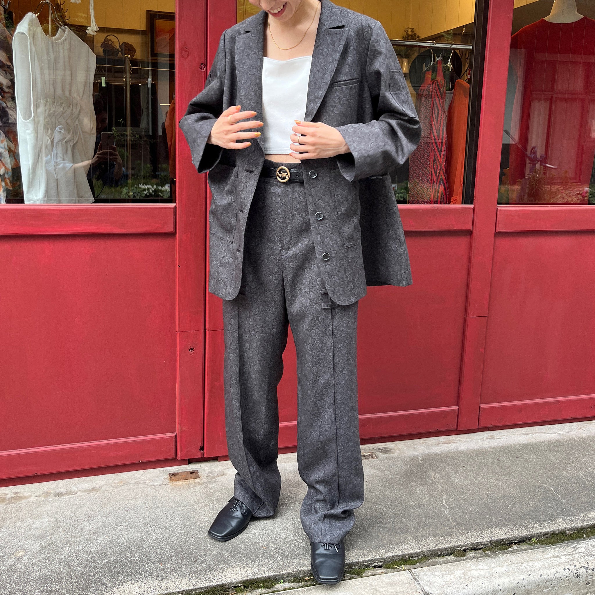 3D button ash jacket Dark Gray