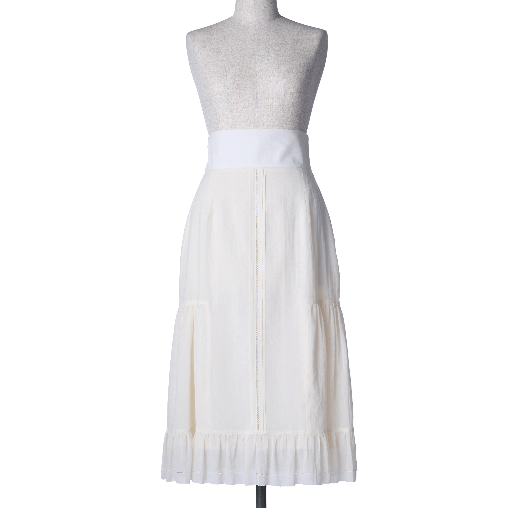 2-Way tuck frill high waist skirt White