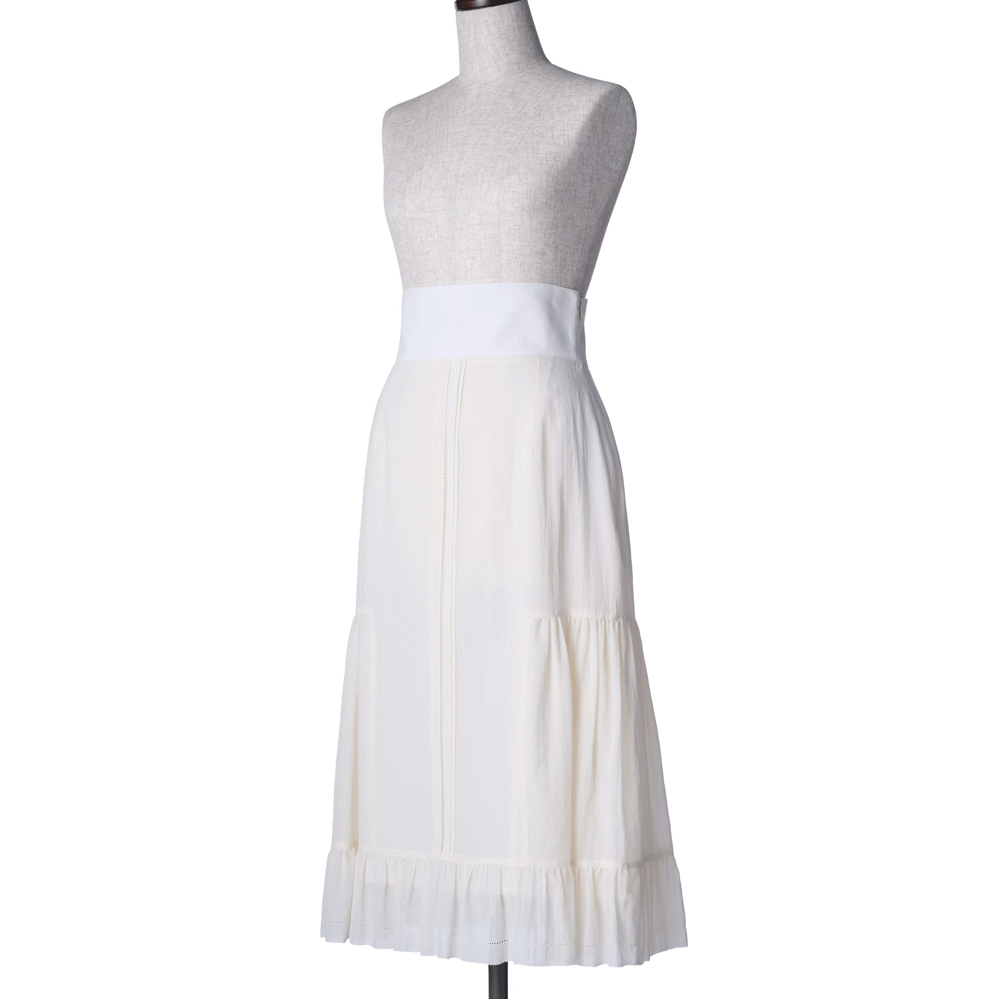 2-Way tuck frill high waist skirt White