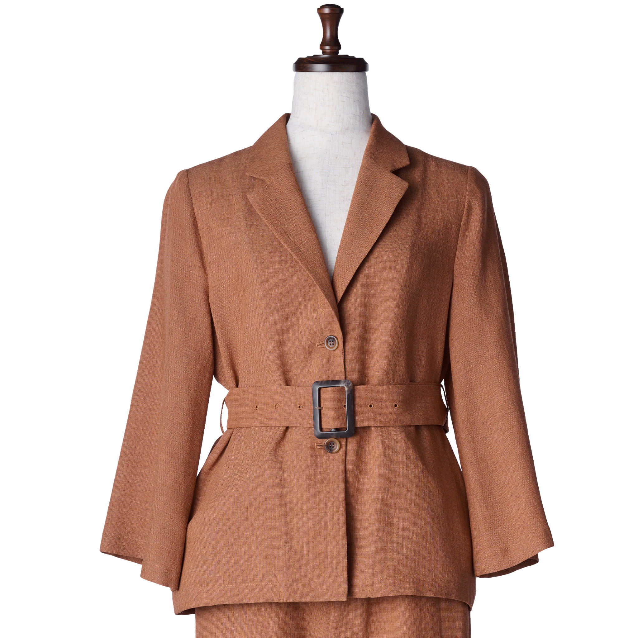 Ramie melange summer jacket Brown