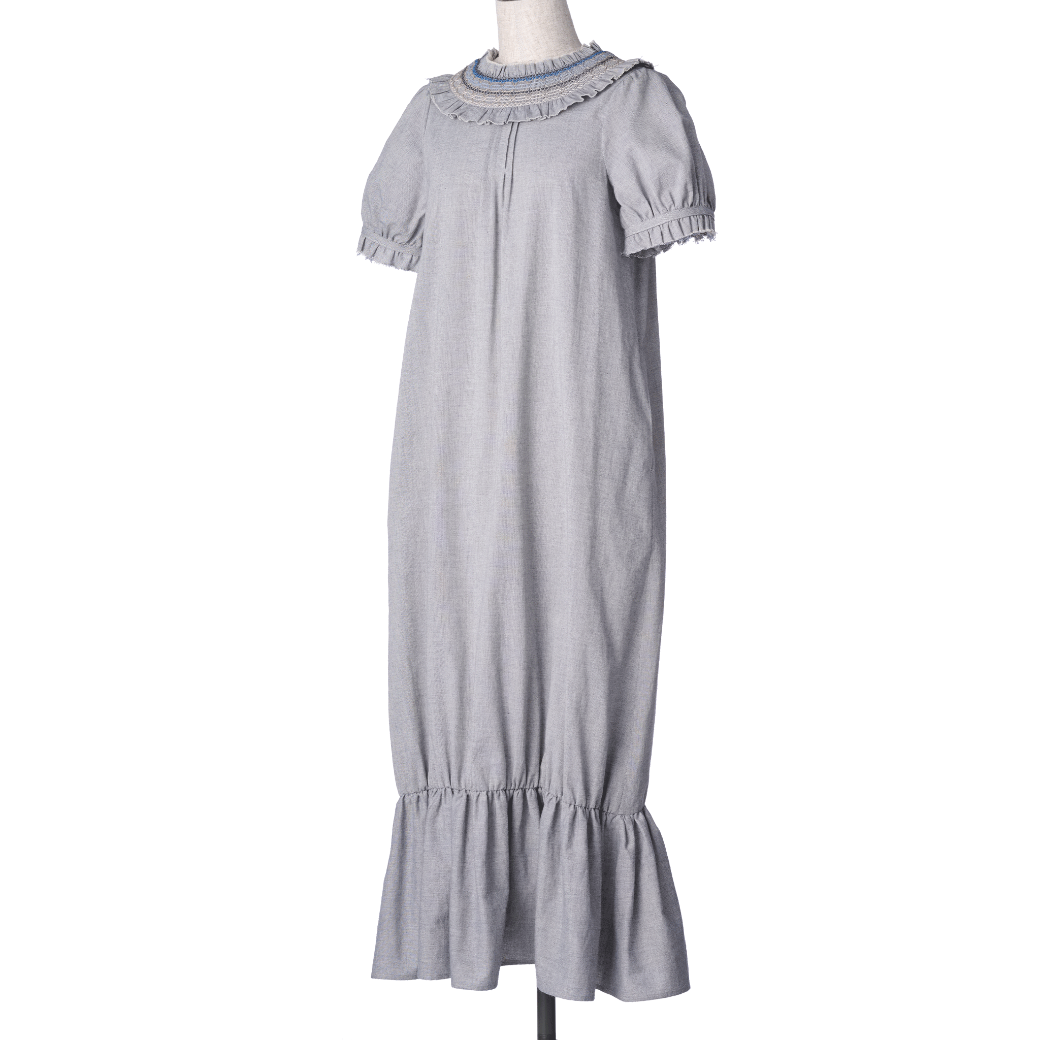 Organic cotton smocking summer maxi dress Blue