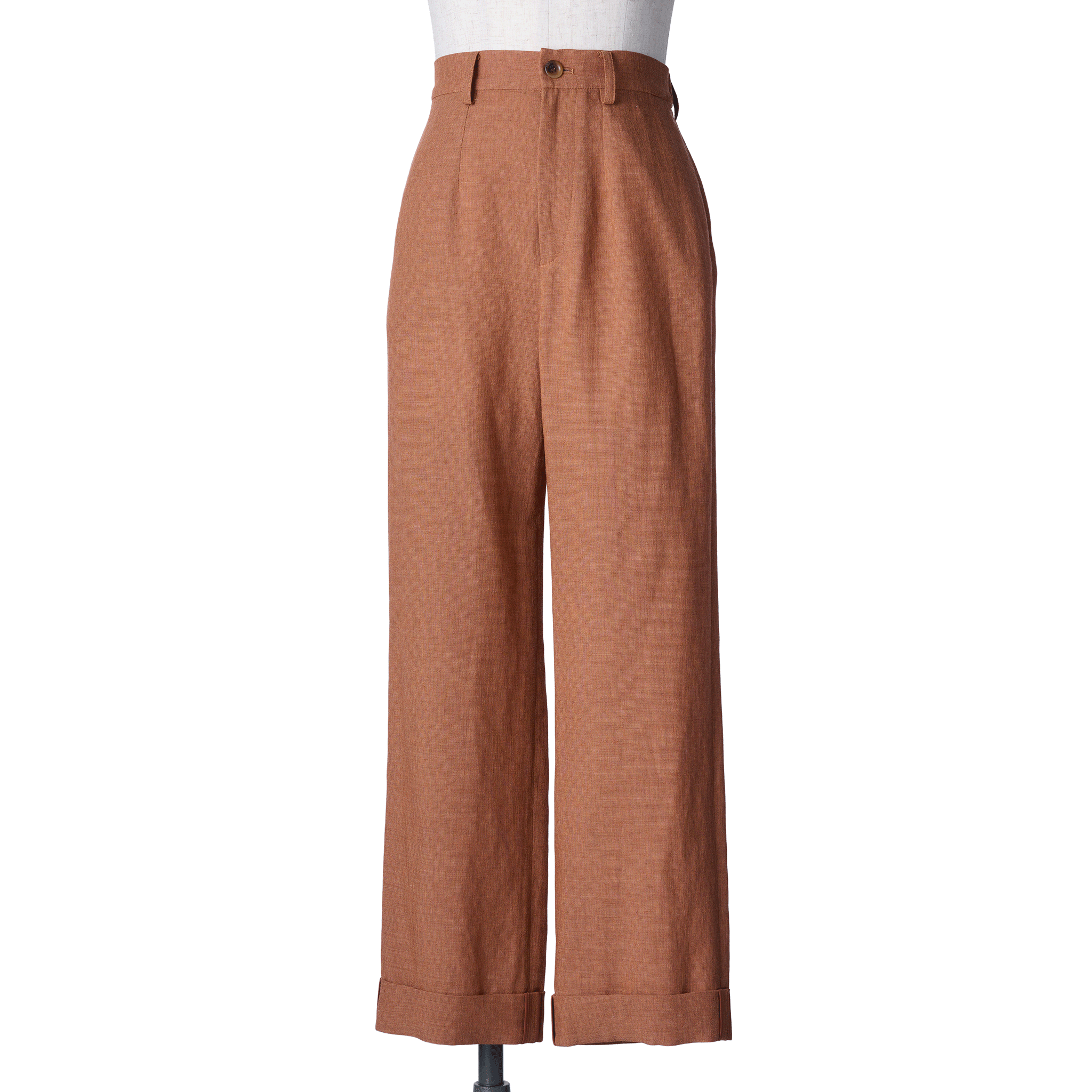 Ramie melange summer pants Brown