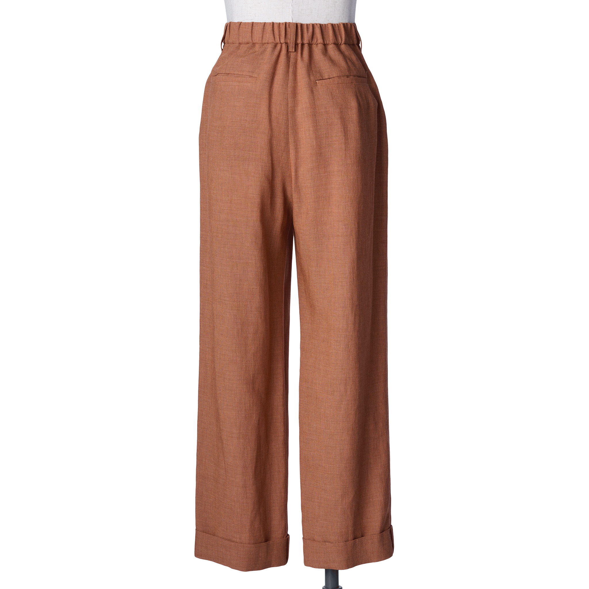 Ramie melange summer pants Brown