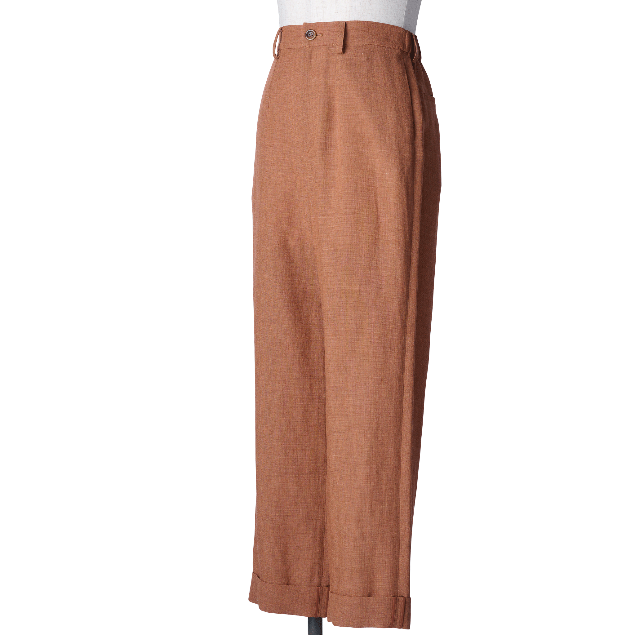 Ramie melange summer pants Brown