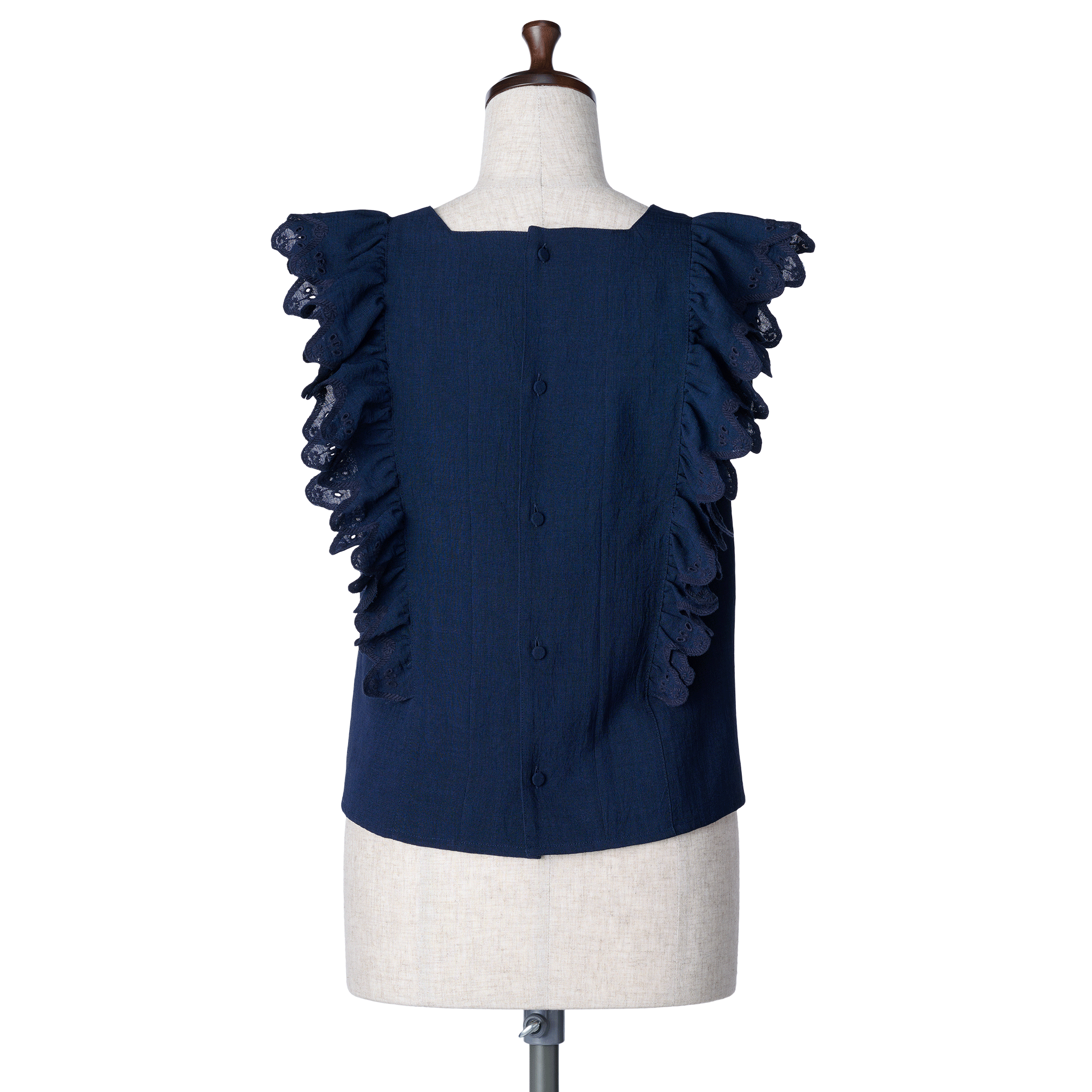 Wave eyelet embroidery frill blouse