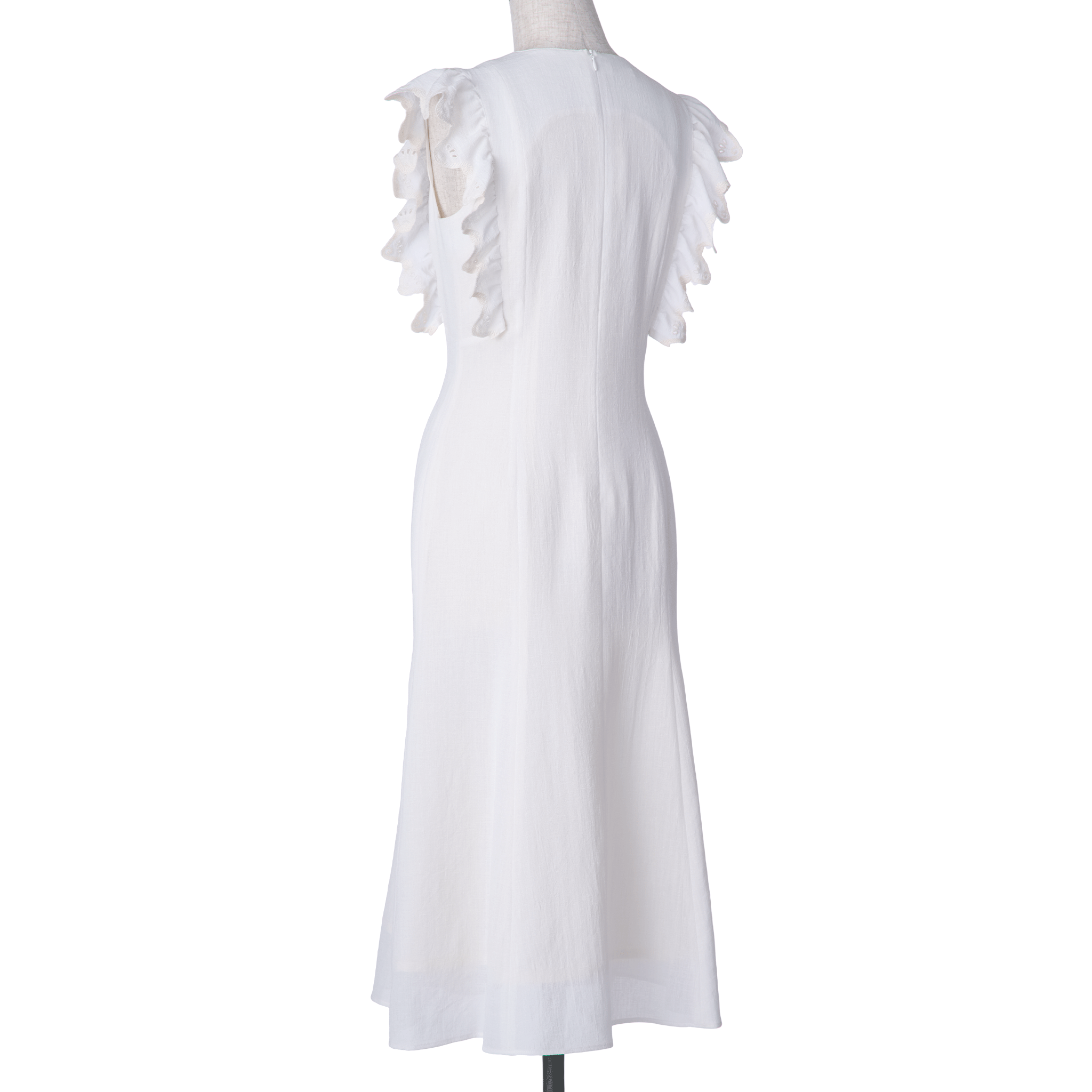 Wave eyelet embroidery frill mermaid midi dress