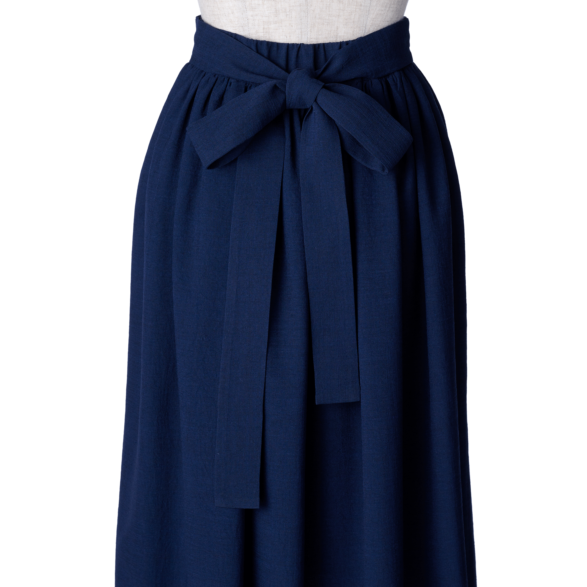 Wave eyelet embroidery gathered skirt Navy