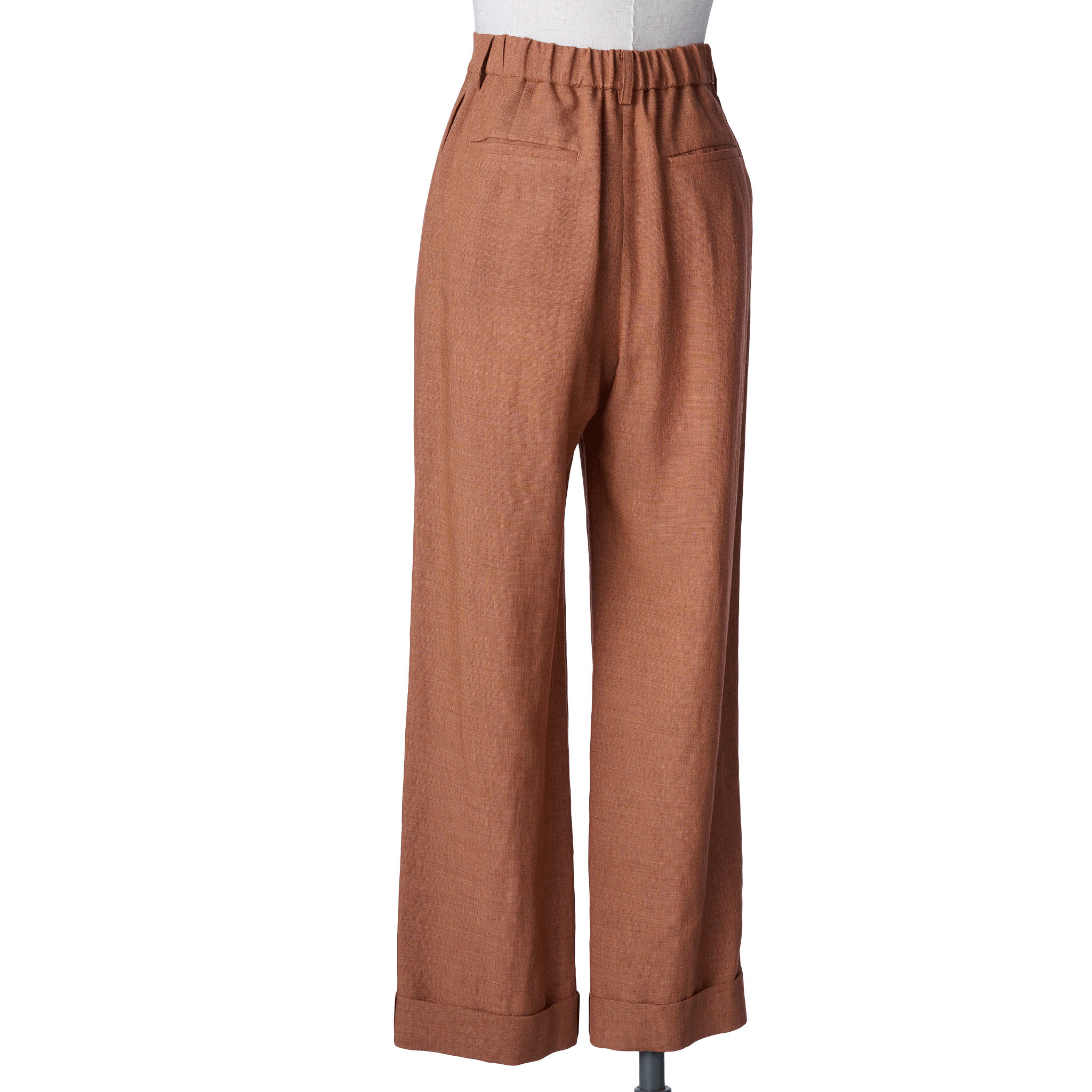 Ramie melange summer pants Brown