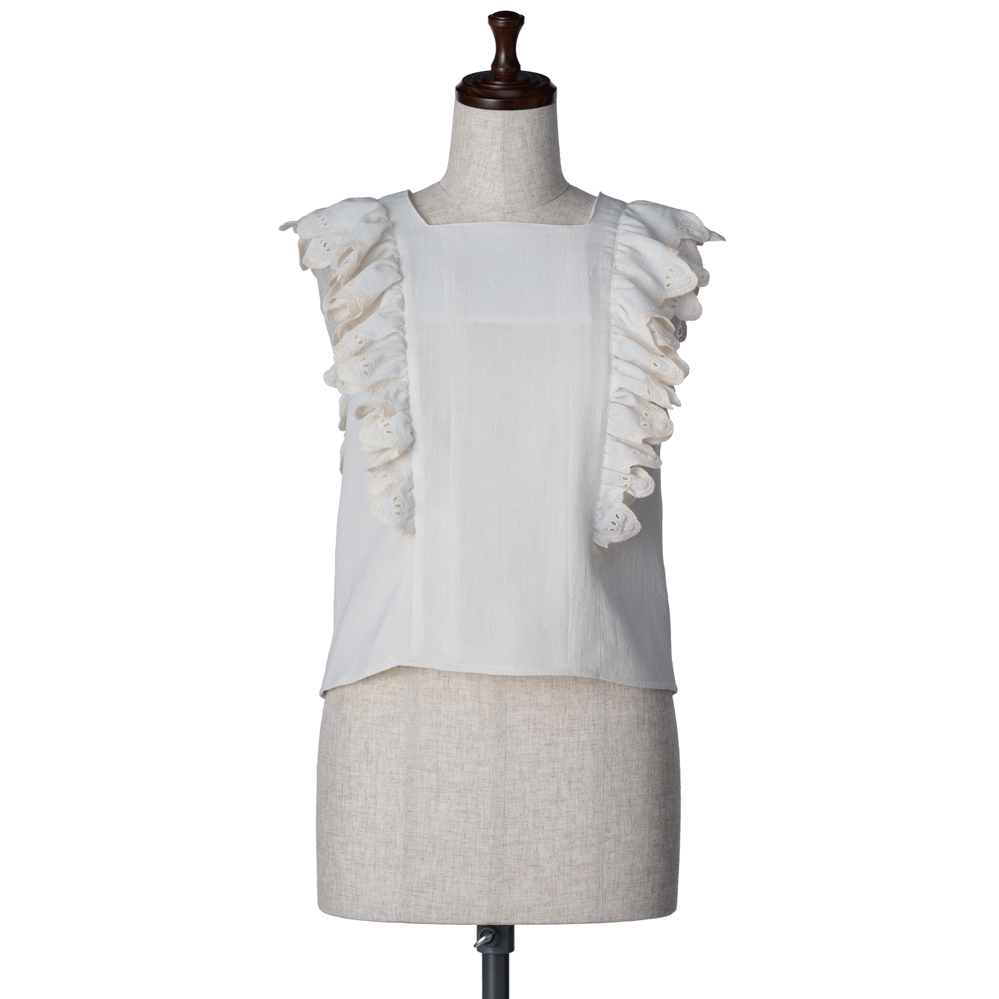 Wave eyelet embroidery frill blouse