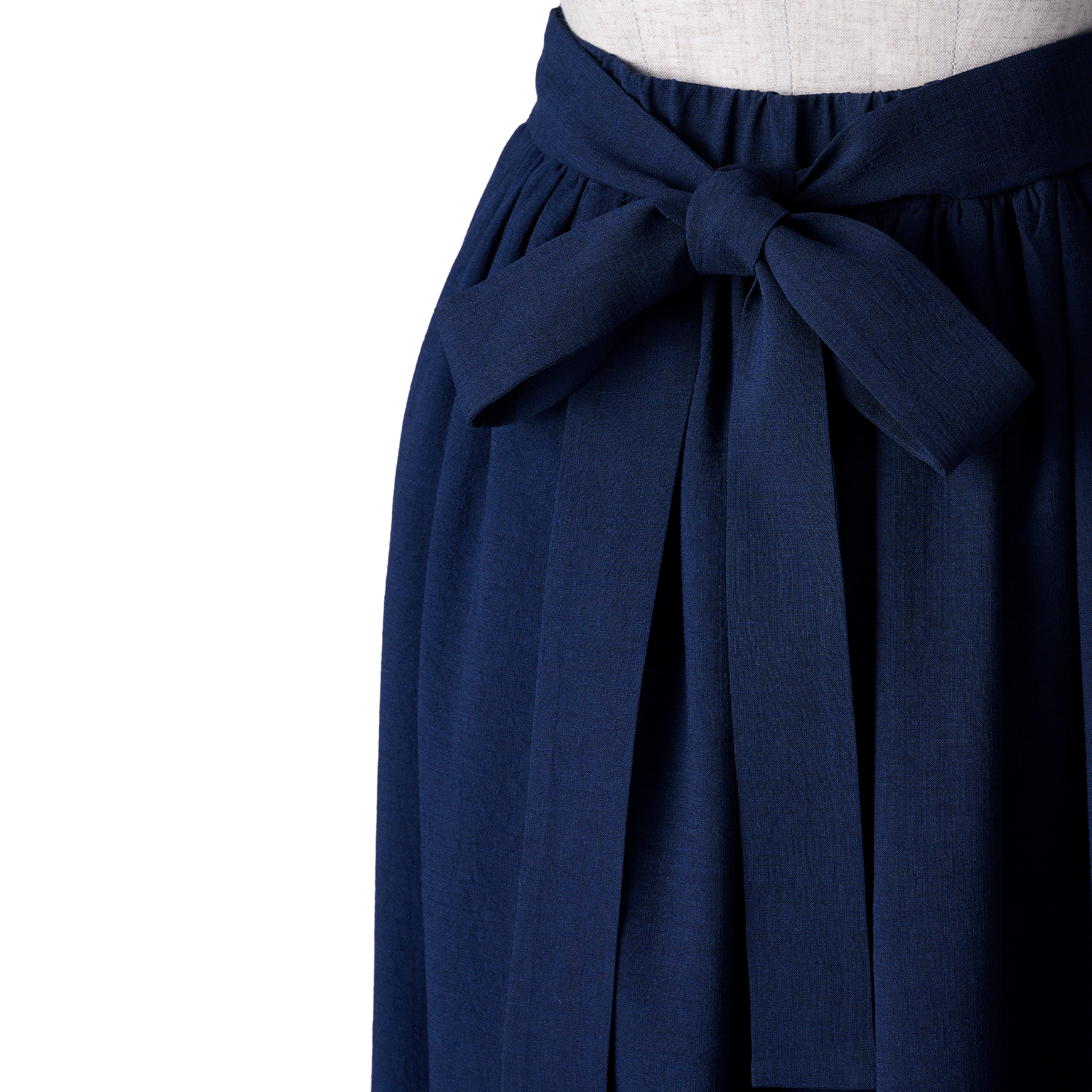 Wave eyelet embroidery gathered skirt Navy