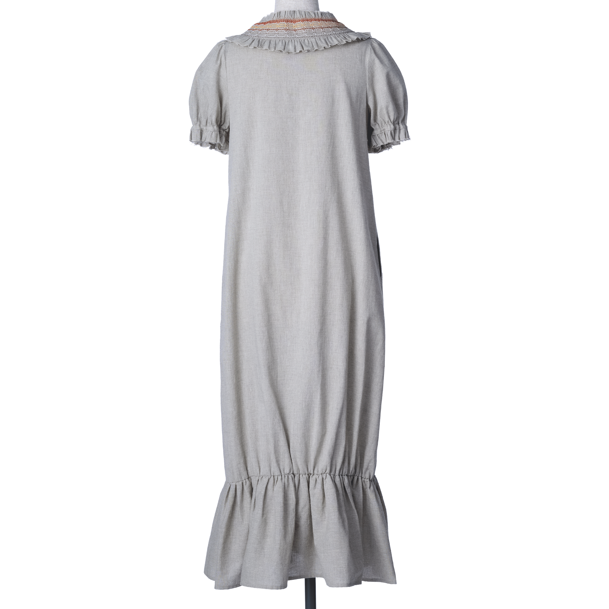 Organic cotton smocking summer maxi dress Beige