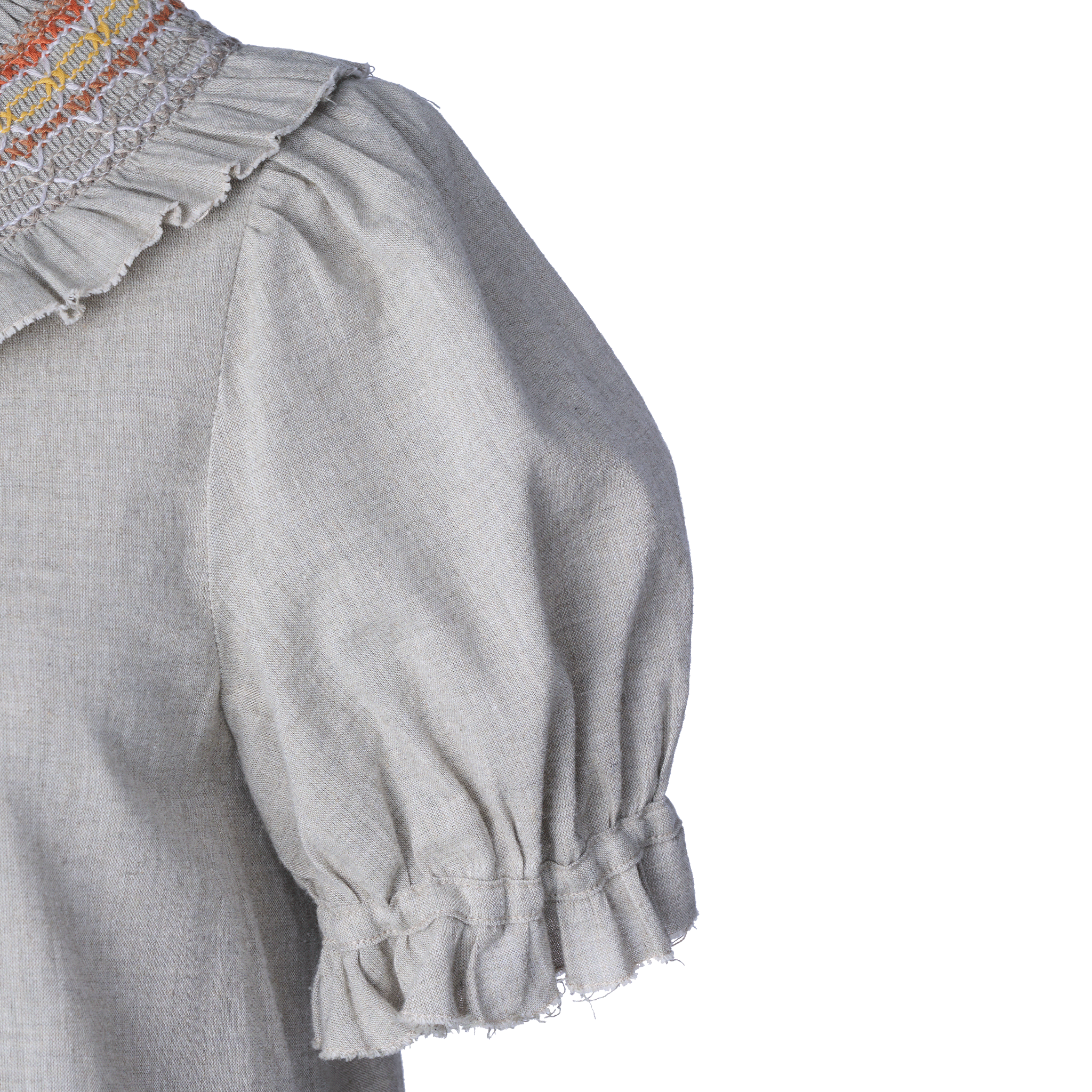 Organic cotton smocking summer maxi dress Beige