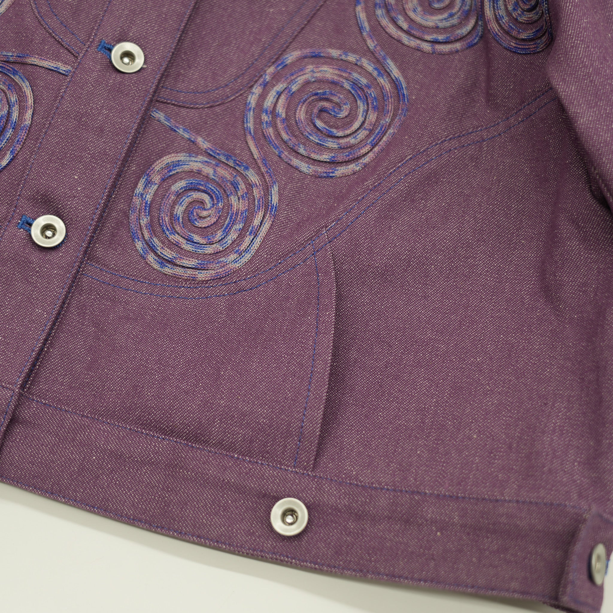 Goldfish Embroidered Denim Jacket Purple【予約販売:2026年3月~5月発送予定】