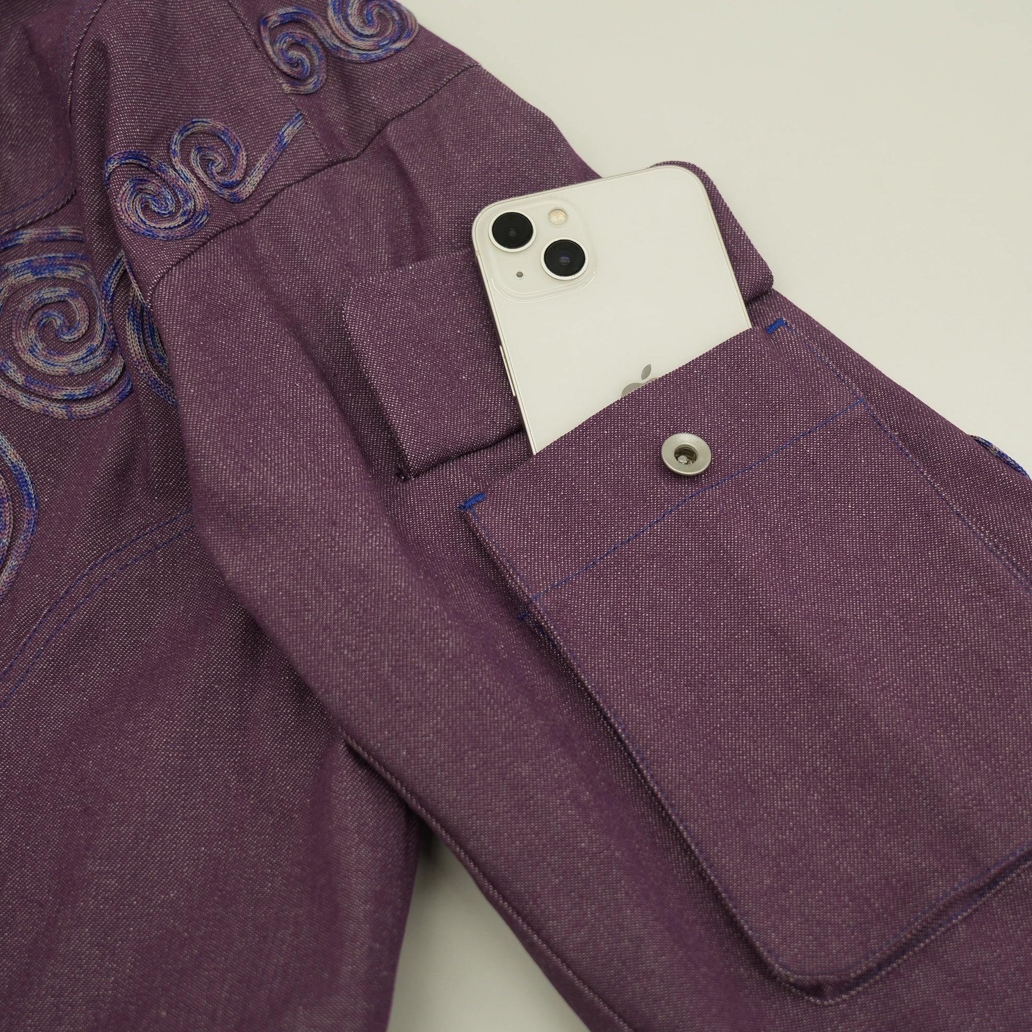 Goldfish Embroidered Denim Jacket Purple【予約販売:2026年3月~5月発送予定】