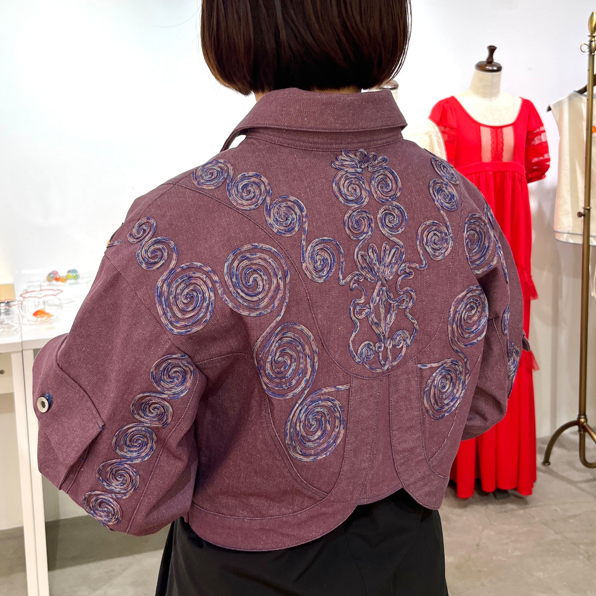 Goldfish Embroidered Denim Jacket Purple【予約販売:2026年3月~5月発送予定】
