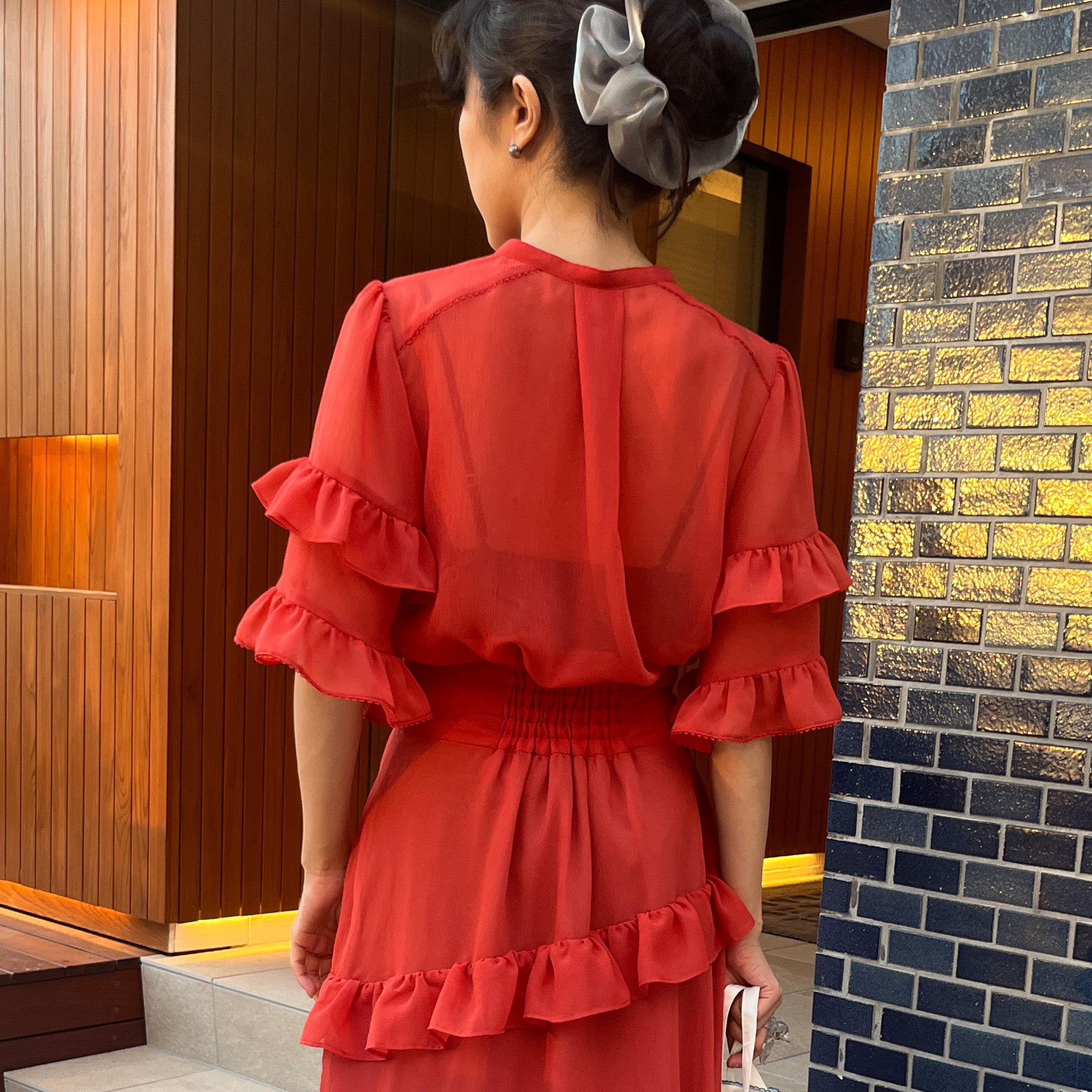 Frill Peplum Blouse Red【予約販売:2026年3月~5月発送予定】