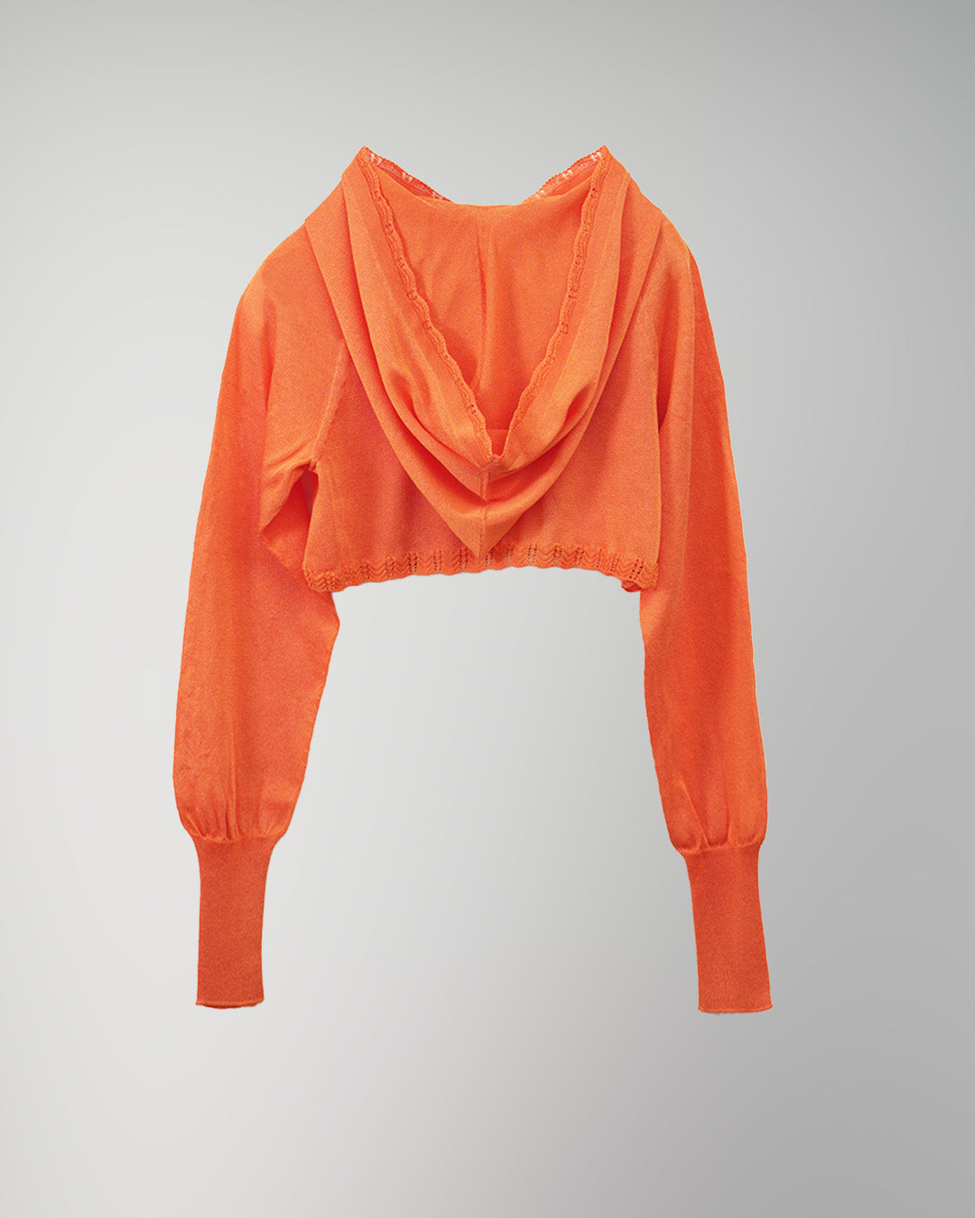Lame knitted hoodie cardigan Orange