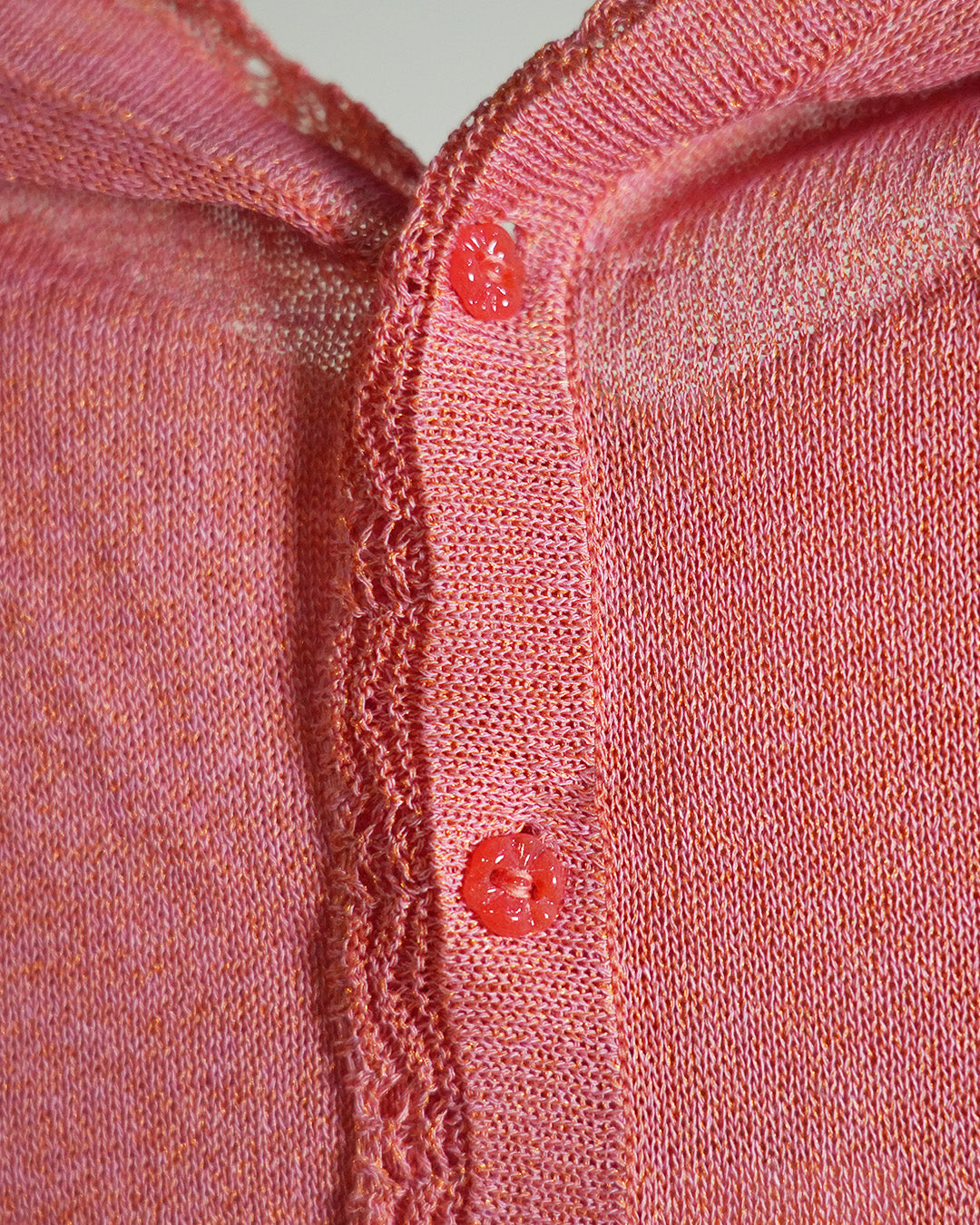 Lame knitted hoodie cardigan Pink