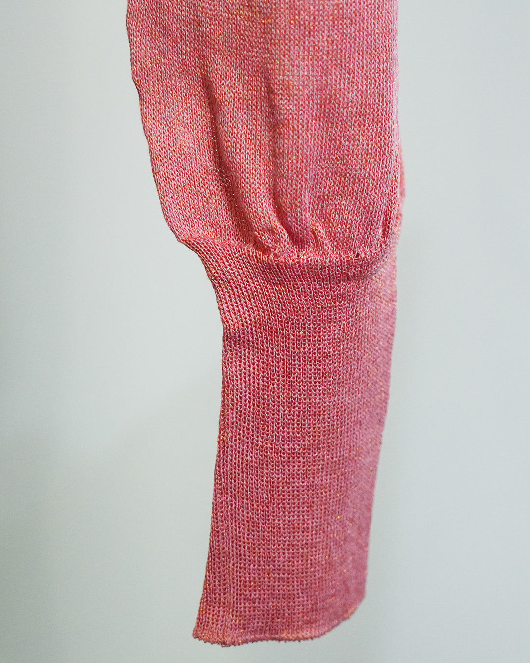 Lame knitted hoodie cardigan Pink