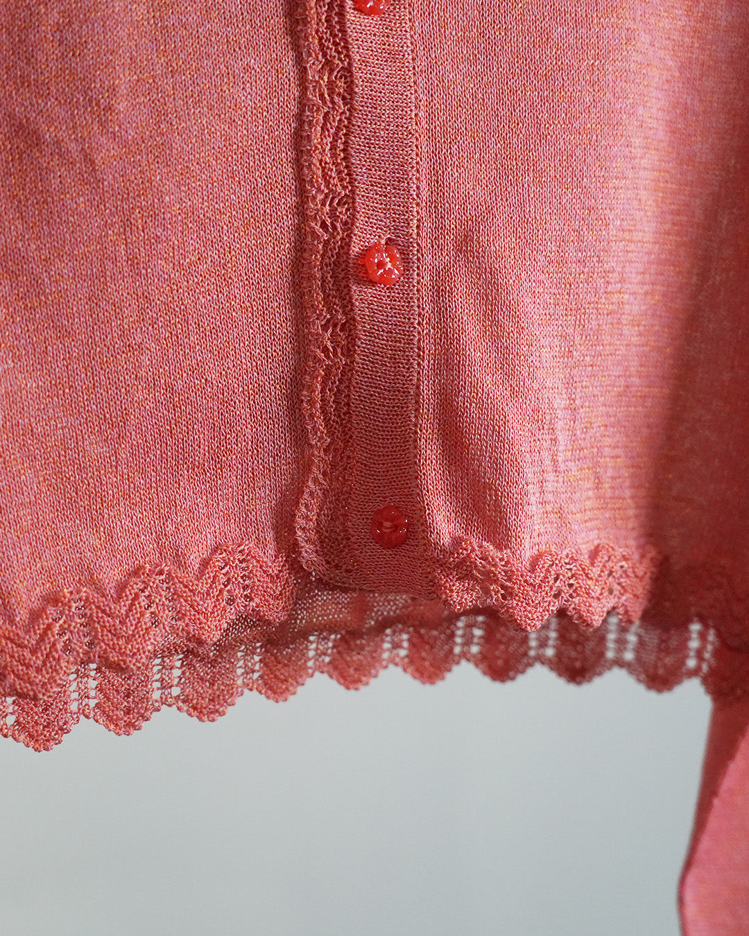 Lame knitted hoodie cardigan Pink