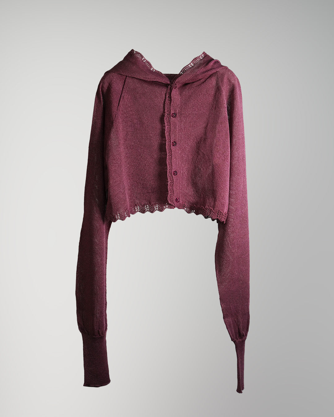 Lame knitted hoodie cardigan Purple