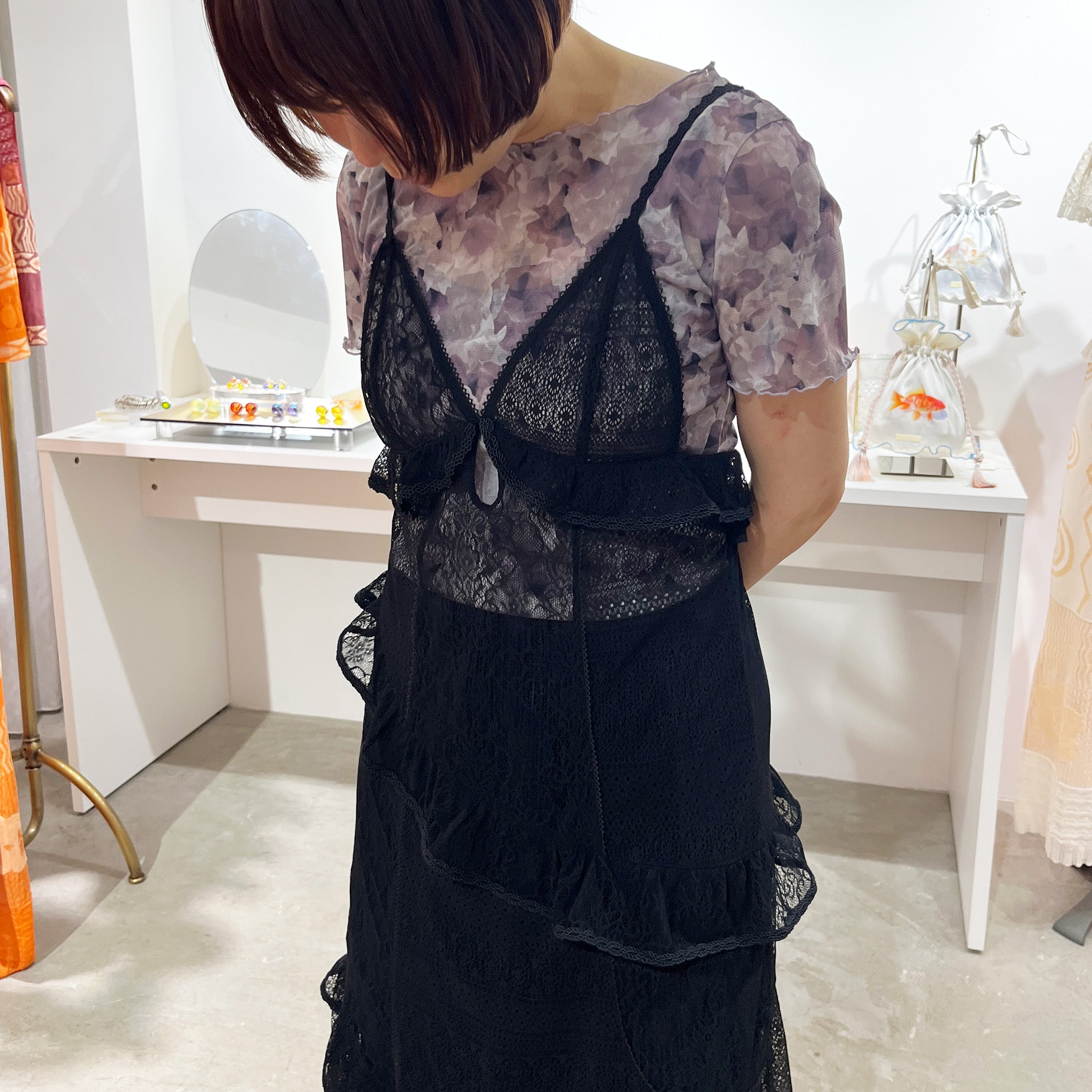 Snapdragon Floral Print Fitted T-shirt Gray【予約販売:2026年3月~5月発送予定】