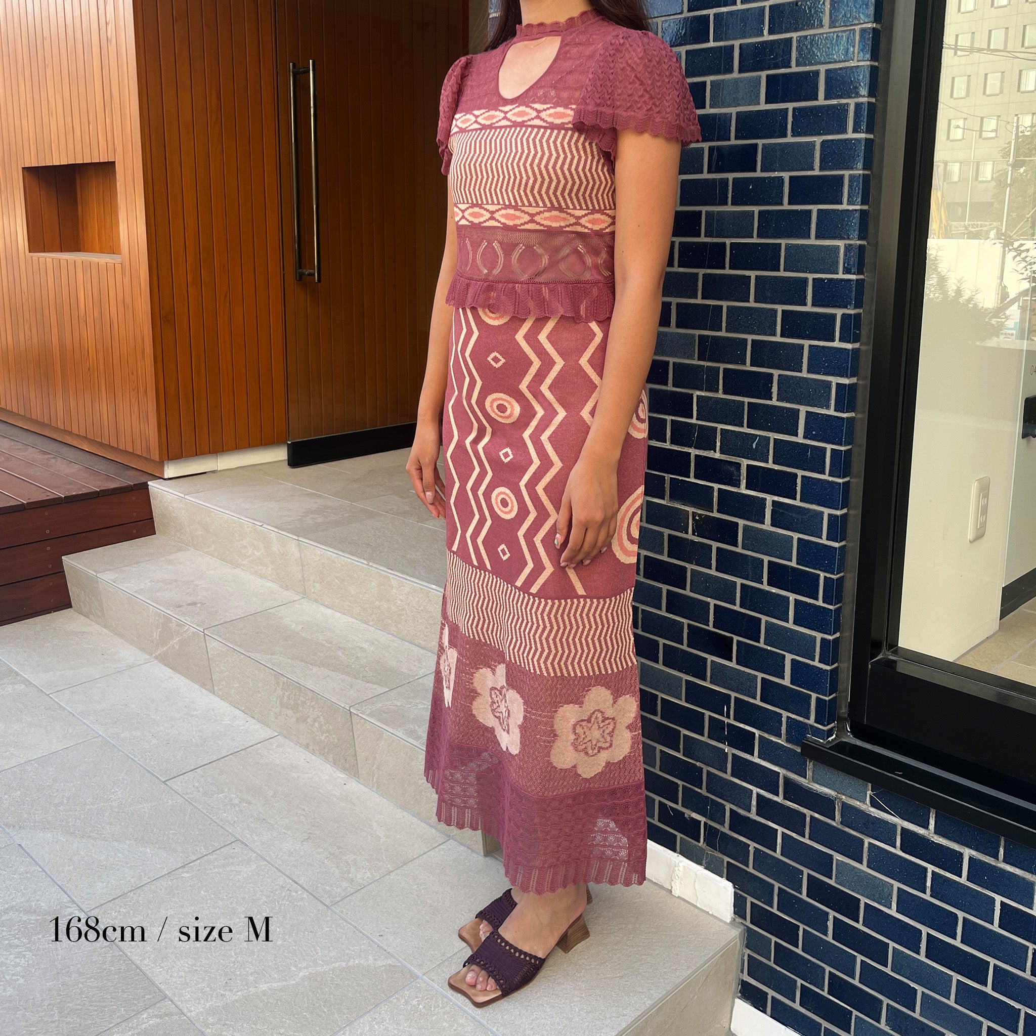 Wave-pattern lamé knitted dress Purple【予約販売:2026年3月~5月発送予定】