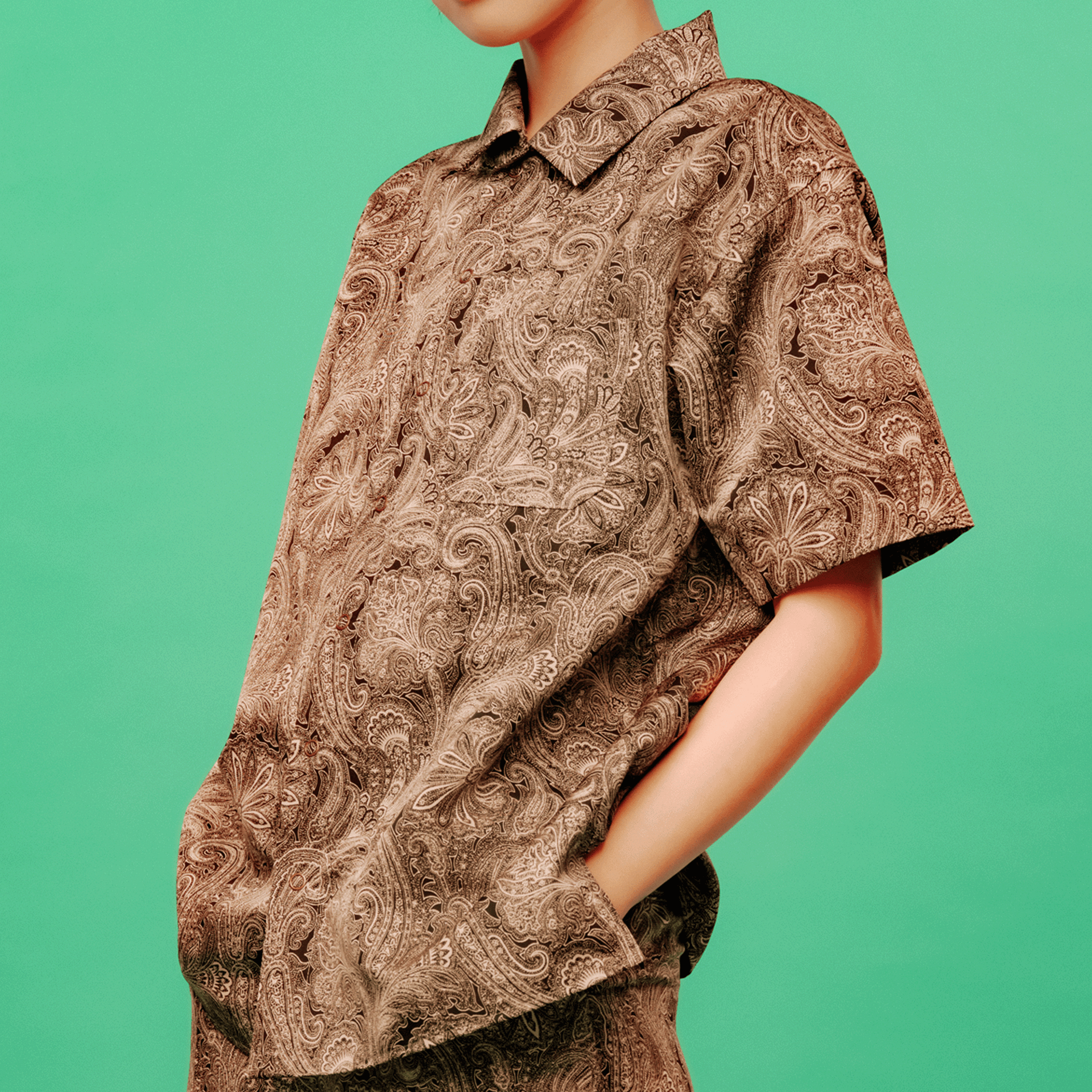 ritsu Paisley-print shirt Black ペイズリー Paisley-print shirt Black