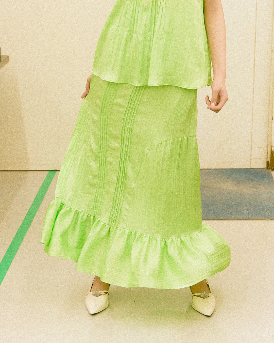 Frill High-Waisted Skirt Hamayu Green [PRE-ORDER]