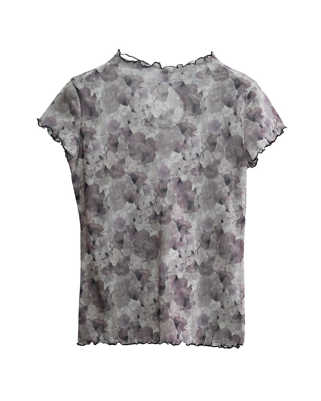 3D printed flower button floral T-shirt Gray [PRE-ORDER]
