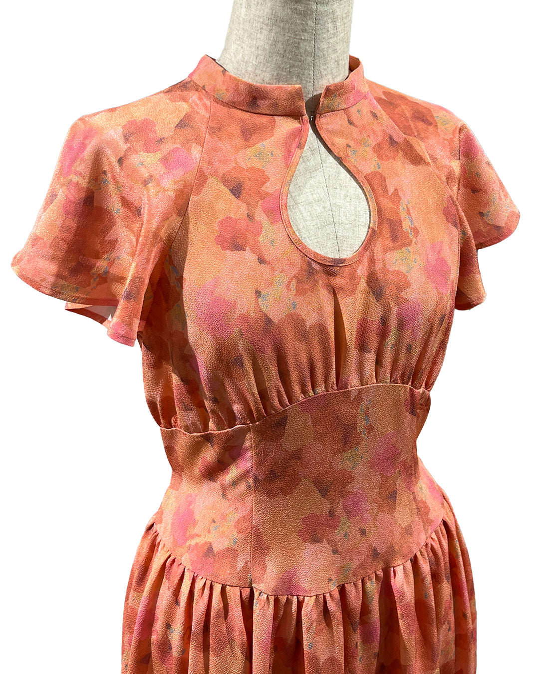 Floral Print High-Collar Dress Pink [PRE-ORDER]
