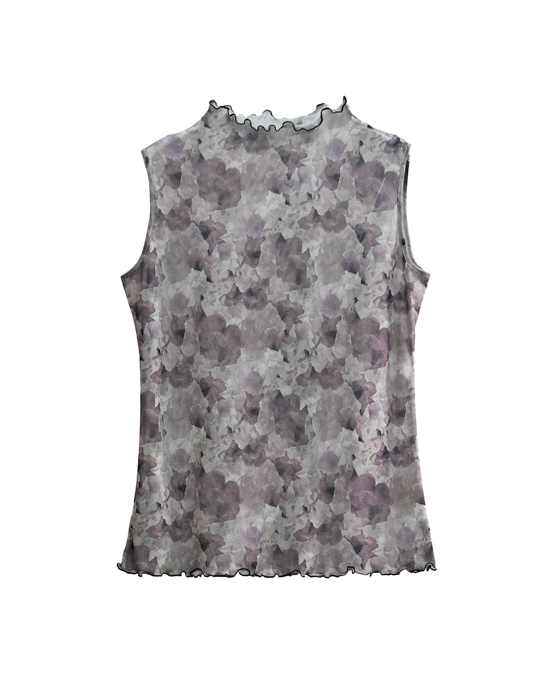 Floral High Neck Tank Top Gray [PRE-ORDER]