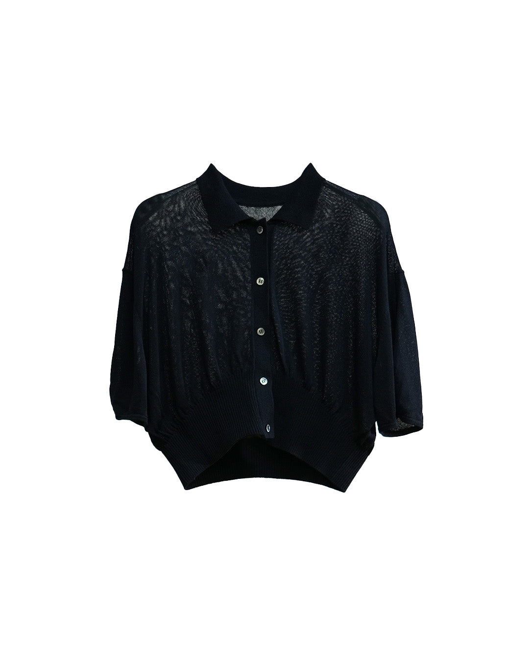 Cropped Polo Knit Top Dark Navy [PRE-ORDER]