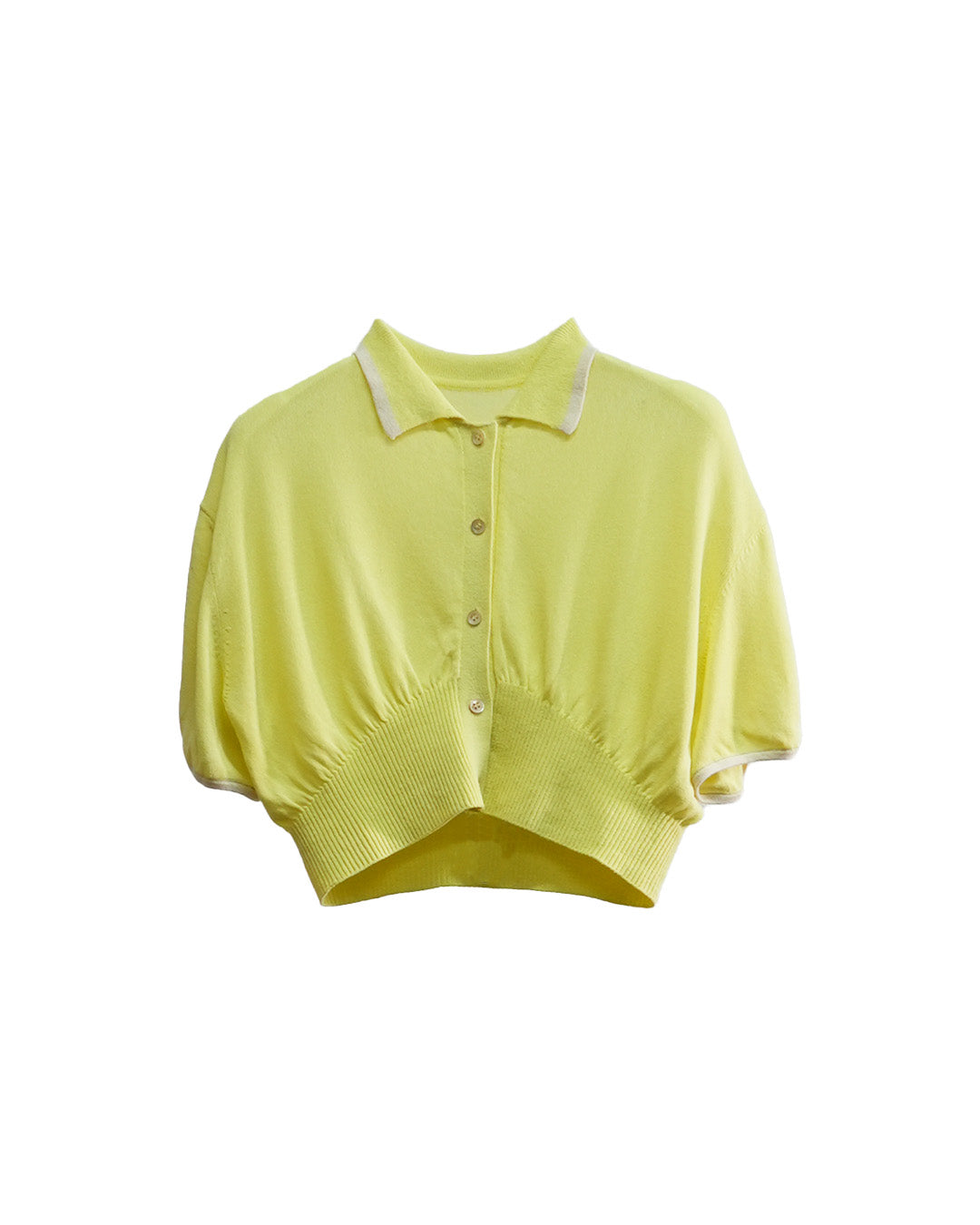 Cropped Polo Knit Top Hyuganatsu Yellow [PRE-ORDER]