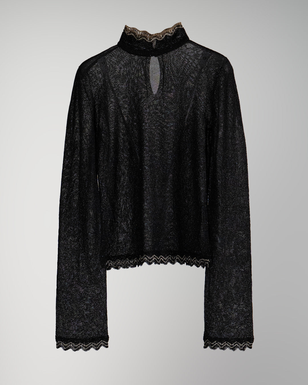 Beer bottle button lamé knit turtleneck Black【予約販売：2026年9月～10月発送予定】