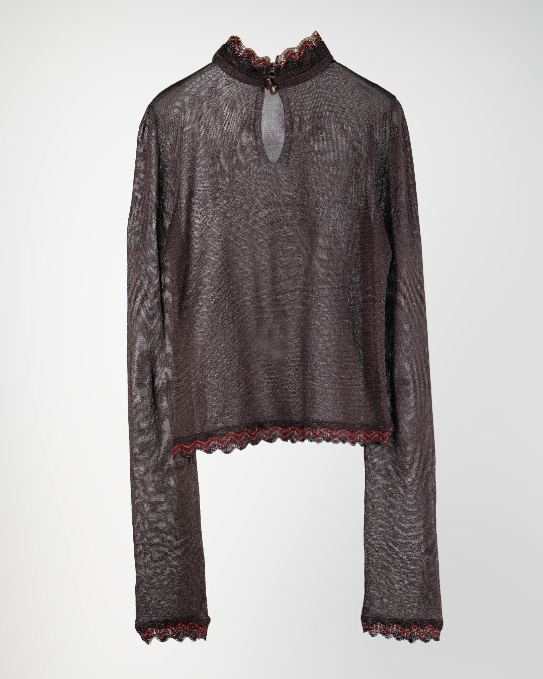 Beer bottle button lamé knit turtleneck Chocolate【予約販売：2026年9月～10月発送予定】