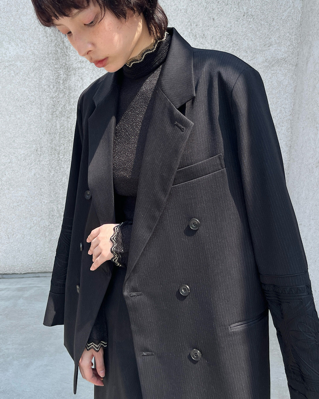 Beer bottle button lamé knit turtleneck Black【予約販売：2026年9月～10月発送予定】