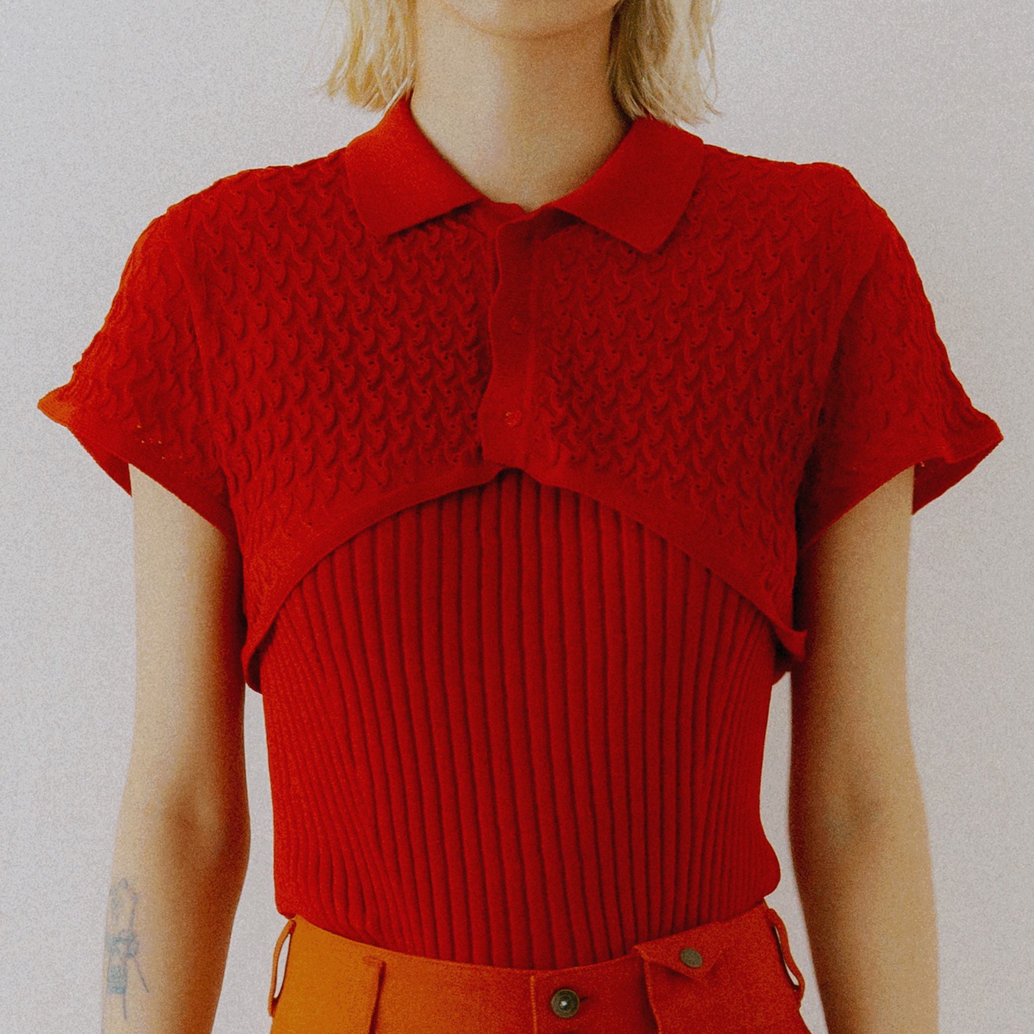Wave Polo Bolero Knit Set Red【予約販売：2026年3月～5月発送予定】
