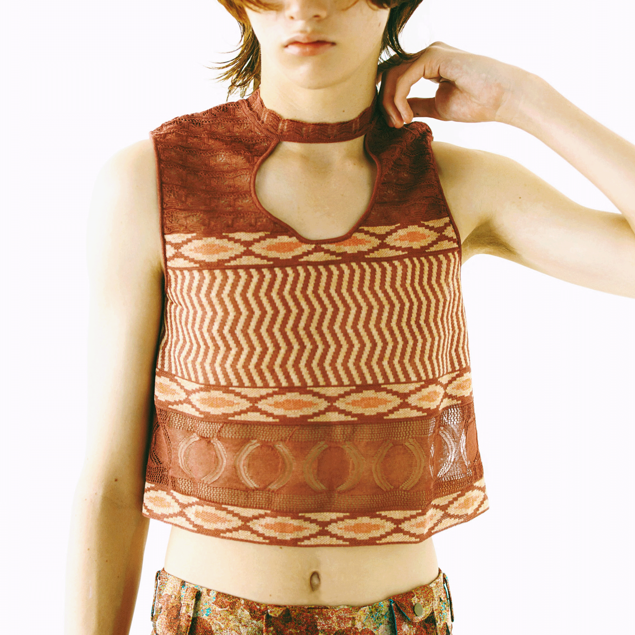 Wave-pattern lamé knitted top Purple【予約販売：2026年3月～5月発送予定】