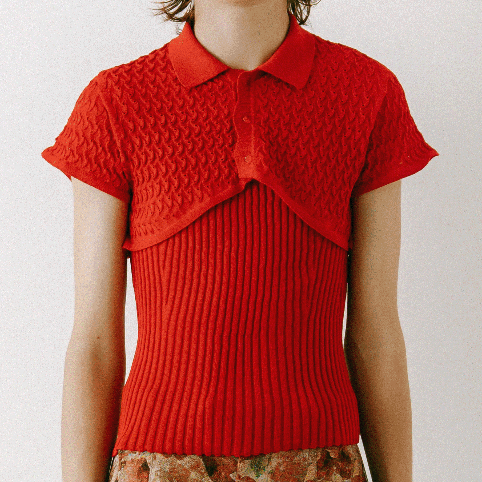 Wave Polo Bolero Knit Set Red【予約販売：2026年3月～5月発送予定】